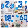 40 Inch Blue Number 1 Balloon, 1st Birthday Balloons, 11Pcs Silver Birthday Print Balloons Dark Light Blue Latex Balloons 1 Foil Balloon for Baby Boy Girl 1st Birthday Party Decorations Anniversary