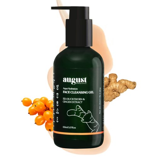 August Bioscience Deep Face Cleansing Gel 150ml - Infused with Sea Buckthorn & Ginger Extract | Clears Acne & Blemishes, Glowing Skin | Omega 7 for Cell Generation