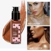 Body Glow Shimmer Body Oil, Shimmering Body Oil Lotion Glitter for Skin Body Highlighter Liquid Luminizer, Natural Body Shimmer Oil Gold Brown Moisturizing Waterproof Women Men Makeup (60ml/2 oz)