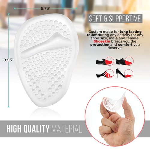Clear Metatarsal Pads for Women & Men - Ball of Foot Cushions for Pain Relief - Comfortable, Nonslip, Reusable, Light and Great for High Heels