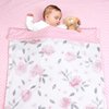PHF Minky Baby Blanket for Girls, 30x40 Inches Soft Double Layer Baby Blankets with Dotted Backing, Receiving Blanket Bed Throws for Newborn, Infant, Babies, Floral