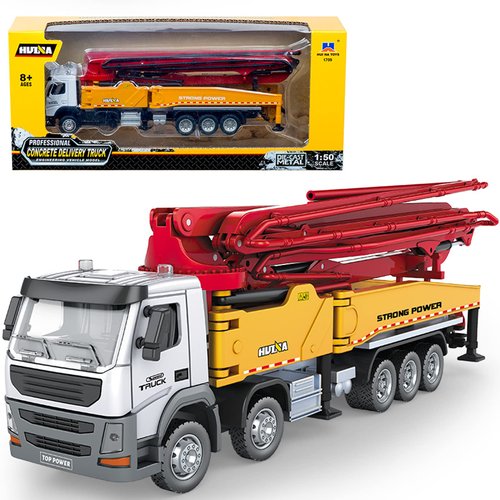 Qcar Concrete Pump Truck Construction Vehicles Toys,1:50 Scale Diecast Site Concrete Pump Truck, Toy Trucks for Kids