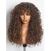 GORGIUS Shaggy Haircuts Natural Highlight Curly Wigs with Bangs Crafted with Style-Archive™ Technology: Premium Fiber & Remy Human Hair Blended, Realistic Look with True Scalp