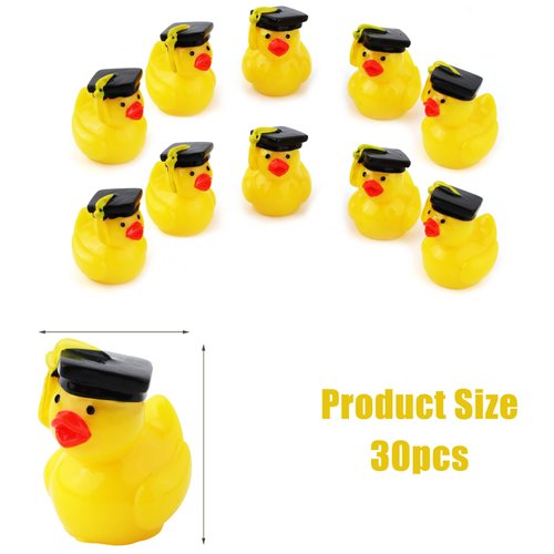 LUTER 30pcs Mini Resin Ducks Charms Tiny Rubber Duck Accessories Rubber Ducks Fun Bachelor Cap Doll Duck Crafts for Family School Graduation Party Decorations Graduation Gifts