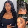 Ali Bling 13x6 Deep Wave Lace Front Wigs Human Hair Pre Plucked Lace Frontal Wigs HD Lace Frontal Wigs 180% Density Transparent Lace Frontal Wig Curly Wigs 30 Inch Natural Color Bleached Knots