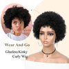 WIGER Short Human Hair Afro Kinky Curly Wigs for Black Women Pixie Cut Curly Wigs Black No Lace Curly Afro Hair African American Wigs Natural Looking 6.5 Inches