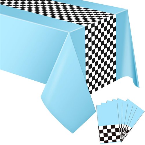 Car Birthday Party Supplies Racing Party Decorations 50s party Tablecloth Racetrack Table Runner Table Covers for Kids Boy Car Theme Birthday Party, 54 x 108 Inch (Pink,3 Sheets) (Sky Blue,6 Sheets)