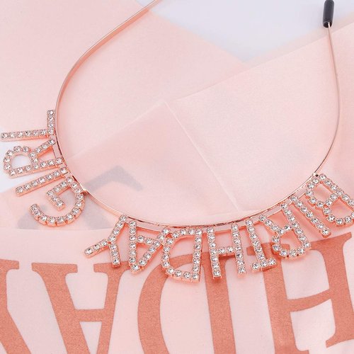 AOPRIE Rose Gold Birthday Tiara and Crown With Sash for Women - Rhinestone Princess Headband and Happy Birthday Accessories