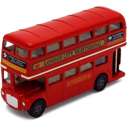 London Double Decker Bus , Red - Motormax 76002 - 4.75" Diecast Model Toy Car