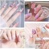 SUKPSY 100 Pcs Mixed Style 3D Nail Art Decorations Cute Bows Aurora Glitter Nail Rhinestone Resin Nail Charms for DIY Nail Art Design Accessories