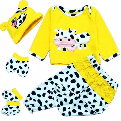 Reborn Dolls Clothes Baby Dolls Clothes 5pcs Yellow Cow Set Reborn Baby Dolls Clothes Outfit Accessories for 17-23 Inch Newborn Baby Doll Boy&Girl