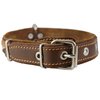 Genuine Leather Braided Studded Dog Collar, Brown 1.25" Wide. Fits 16"-20.5" Neck.