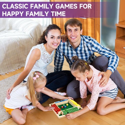 Kiapeak 1-4 Players Shut The Box Dice Game, 10 Numbers Traditional Wooden Pub Bar Board Game, Family Classics Tabletop Version Games for Classroom, Party, or Pub