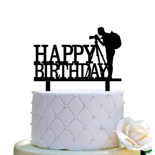 Photographer Birthday Cake Topper Photography Enthusiast Party Themed Baby Shower Boys Girls Birthday Party Cake Decorations Supplies(Acrylic)