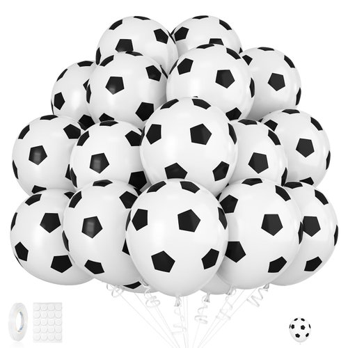 30pcs Soccer Balloon,Soccer Party Birthday Decorations,Football Balloon for Boys,12 Inch Black White Soccer Latex Balloons for Kids Football Euros Football Sport Theme Party Decorations