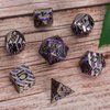 DND Metal Stripe Dice Set,7 PCS Polyhedral RPG Dice Set with Gift Case for Dungeons and Dragons (Antique Nickel Purple)