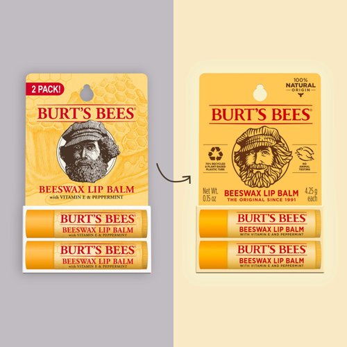 Burt's Bees Lip Balm Stocking Stuffers, Moisturizing Lip Care Christmas Gifts, Original Beeswax with Vitamin E & Peppermint Oil, Natural Origin Conditioning Lip Treatment (2-Pack)