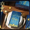 Yeaqee 100 Pcs Eid Mubarak Ramadan Napkins Eid Mubarak Party Supplies Disposable Paper Napkins Navy Blue and Gold Eid Mubarak Guest Hand Towels Moons Stars Napkins for Muslim Kitchen Holiday Party