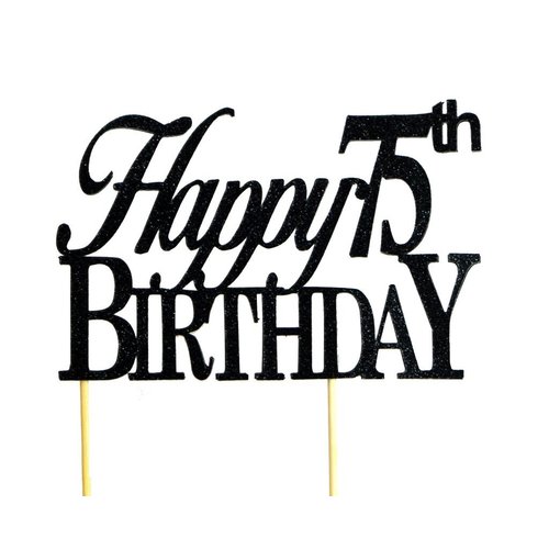 All About Details Happy 75th Birthday Cake Topper,1pc, 75th Birthday, Cake Decoration, Party Decor (Black)