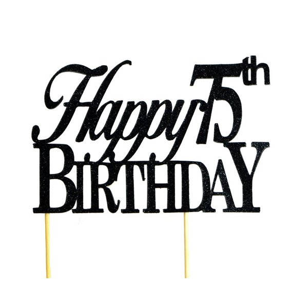 All About Details Happy 75th Birthday Cake Topper,1pc, 75th Birthday, Cake Decoration, Party Decor (Black)