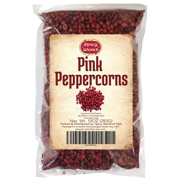 Spicy World Pink Peppercorns 10 oz - Exquisite Flavor, Premium Whole Pepper | Steam Sterilized | Non-GMO | Perfect for Gourmet Dishes and Seasoning