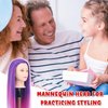 Mannequin Head with Hair, 29'' Manikin Head with hair Cosmetology Mannequin Head for Hair Styles Hairdressing Practice Training Doll Heads with Clamp Holder and Braiding Kit (Mixed Purple)
