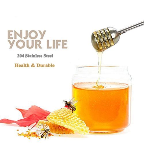 Honey and Syrup Dipper Stick Server Honey Spoon 304 Stainless Steel Wand for Honey Pot Jar Containers-6.3 Inch
