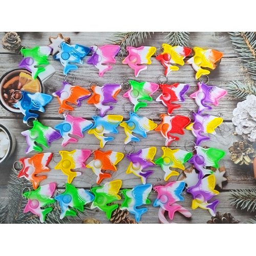 Roaqua 30 Packs Bulk Backpack Mini pop Fidget Keychain, Birthday Party Favors,Summer Students Bubble Prize gifts for boy and Little Girl,Kids