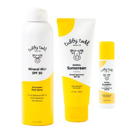 Tubby Todd 3-Step Mineral Protection Sunscreen Kit - The Sun Bundle - Standard Size Fragrance-Free