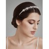 SWEETV Silver Bridal Headband Crystal Tiara for Women Pearl Wedding Headpieces for Bride Hair Accessories for Prom Birthday Party