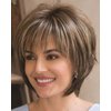 JOLNVCA Pixie Cut Layered Short Brown Wigs with Bangs Straight Synthetic Hair Wigs for White Women (Blonde Mixed Brown)