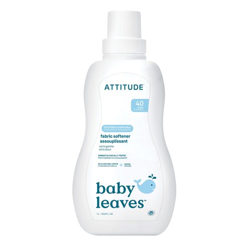 ATTITUDE Baby Fabric Softener, Plant and Mineral-Based Ingredients, HE Compatible, Vegan and Cruelty-free Laundry and Household Products, Soothing Chamomile, 40 Loads, 33.8 Fl Oz