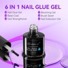Gelike EC Gel X Nail Kit - 240PCS Short Coffin Nail Tips, 6 in 1 UV Gel Nail Glue and Mini UV Lamp with Gift Package