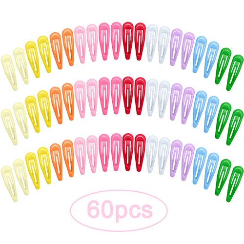 60Pcs Snap Hair Clips for Girls, Gingbiss 2 inch Silicone Coating Colorful Metal Hair Barrettes with Storage Case for Women Girls Kids, No Slip Hair Accessories for Hair, 10 Assorted Colors