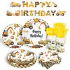 Mivofun Construction Party Supplies with Birthday Banner, 117PCS Excavator Paper Tableware Set Serves 16, Disposable Plates, Napkins, Cups, Cutlery Sets for Kids Boys Dump Truck Theme Party Decoration