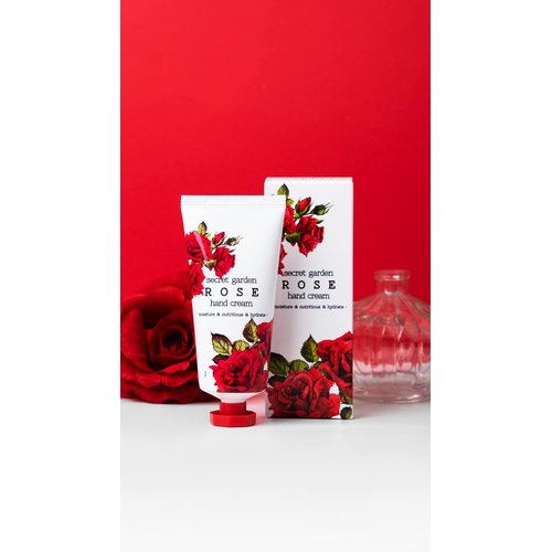JIGOTT Secret Garden Rose Hand Cream - Korean Moisturizing Hand Lotion For Dry Hands Travel Size (Rose Scent, 3.38 Fl Oz)