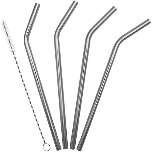 RTIC Stainless Steel Straws, 4 Pack, 10" Long Metal Drinking Straws with Cleaning Brush, Compatible with RTIC 20 oz& 30 oz Tumblers