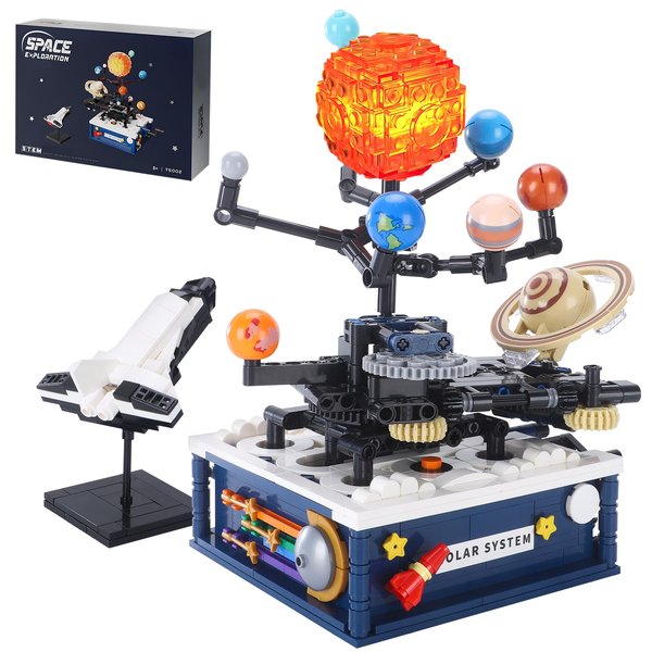 CAXIMSY Solar System Model Building Blocks Sets Earth Moon and Sun Orrery Toy Educational Toys for Science Experiments Learning Kits 775 Pieces Gift for Kids