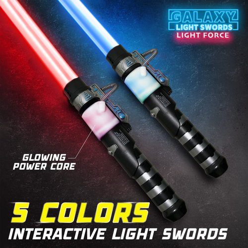 USA Toyz Light Force Galaxy Light Up Swords for Kids or Adults- 2 LED Light Sword Set, FX Sound, 5 Color Changing LEDs, Motion Sensitive, Expandable, Retractable Cosplay Saber Toy Sword Light Up Toys
