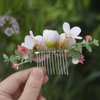 Fangsen Wedding Pink Rose Gypsophila Paniculata Flower Hair Comb Bridal Headpiece Floral Hair Accessories