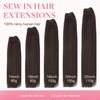 GOO GOO Sew in Hair Extensions Real Human Hair, Weft Hair Extensions Human Hair, 2A Light Brown 20 Inch-105g, Weft Bundles Straight Silky Remy Hair