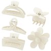 Ahoney 5 Pack White Hair Clips Cute Claw Clips for Thick Hair Flower Daisy Claw Clip Aesthetic Hair Clips for Hair Jaw Big Banana Clips Hair Accessories for Women Hair Styling for Girls Women