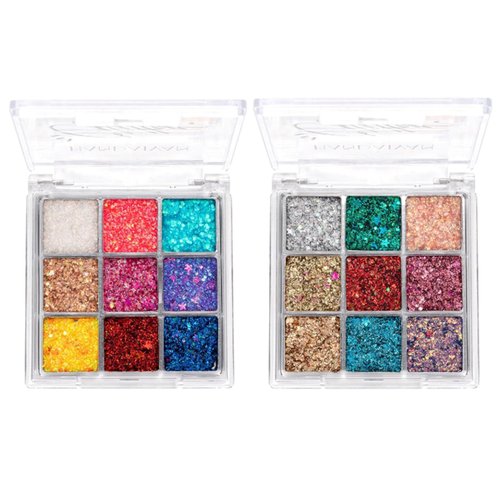 Jolilab Body Glitter Palette,9 Colors Sparkle Shimmer Glitter Gel with High Pigmented Colouration,Longlasting for Face Body Eye and More Party Makeup (#2+#3)