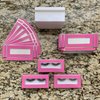 NEW-Empty Lash Boxes for Wholesale- 100 Pcs - 50 Trays/50 Empty Eyelashes Box Packaging- Soft Paper Lash Box Holographic Design for 25MM 3D Mink Strip Lashes (Hot Pink/Silver Metallic)