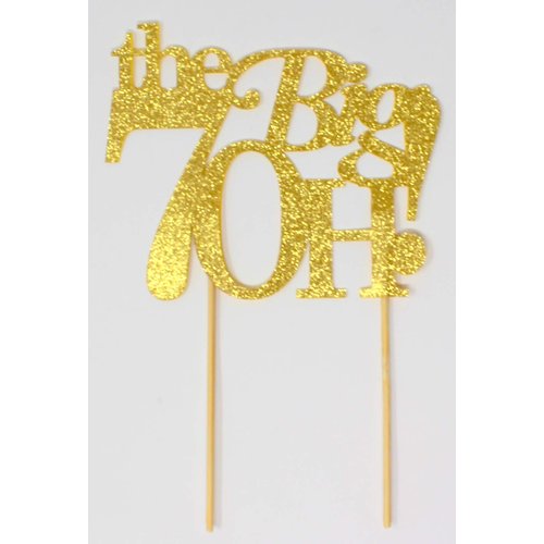 All About Details The Big 7OH! Cake Topper, 1pc, 70th Birthday Cake Topper, 70th Anniversary Cake Topper, 70th Birthday Decoration (Gold)