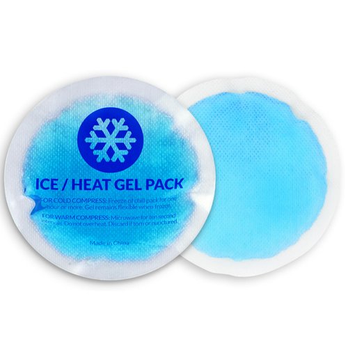 EverOne Round Reusable Gel Ice Pack with Cloth Backing for Hot & Cold Therapeutic Use, First Aid, Injuries, Breastfeeding, 5 Count