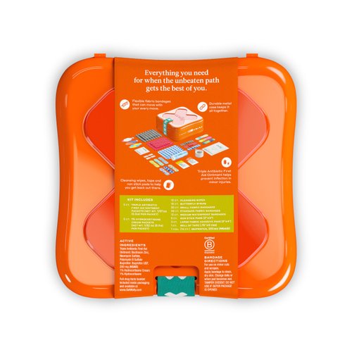 Welly First Aid Kit - Adhesive Flexible Fabric and Waterproof Bandages, Tape and Non-Stick Pads, Butterfly Strips, Single Use Ointments Triple Antibiotic and Hydrocortisone, and Ibuprofen - 130 Count