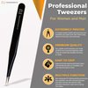 Tweezers For Ingrown Hair By The Razor Bump Co. | Sharp, Stainless Steel, Surgical | Professional Tweezers For Women and Men | Precision Splinter Remover | Best Facial Hair and Eyebrow Trimmer | Black