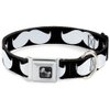 Dog Collar Seatbelt Buckle Mustache Black White 16 to 23 Inches 1.5 Inch Wide