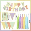 Macaron Happy Birthday Banner Pastel Birthday Party Decorations Happy Birthday Banner Triangle Flags with Paper Tassel Garland for Women Girls Party Supplies